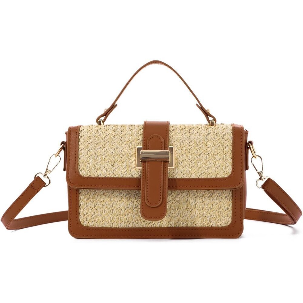 Summer Straw Crossbody Bag Women Woven Handbag Vacation Casual